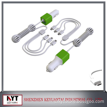 2014 Christmas gift 5v2.4a car charger with cable rubber surface for phone,pad with fireproof pc,kc,ce,fcc,rohs
